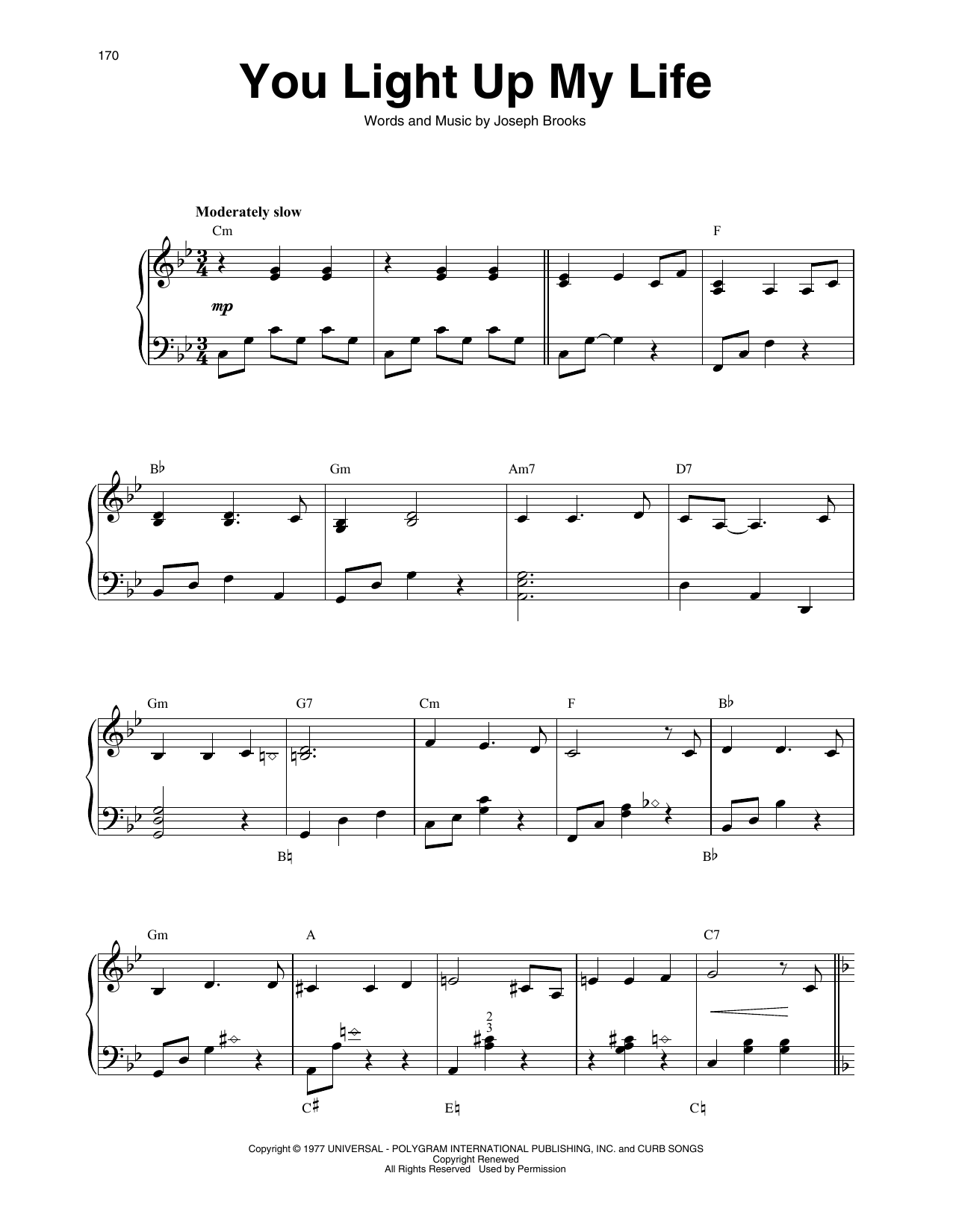 Debby Boone You Light Up My Life sheet music notes and chords. Download Printable PDF.