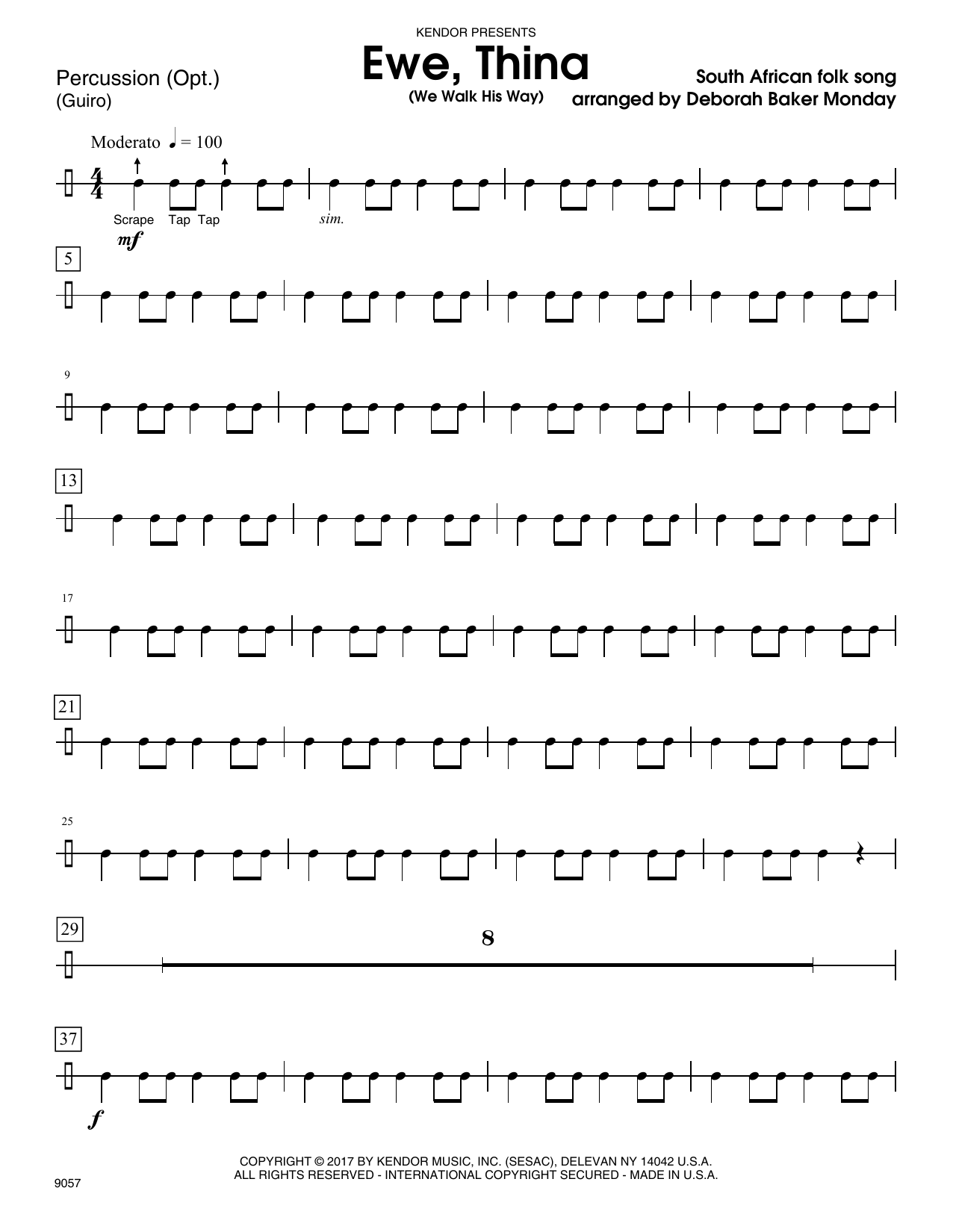 Learn to play Deborah Baker Monday Ewe, Thina (We Walk His Way) - Percussion sheet music for Orchestra in minutes. Deborah Baker Monday Ewe, Thina (We Walk His Way) - Percussion sheet music notes and chords. Download Printable PDF.