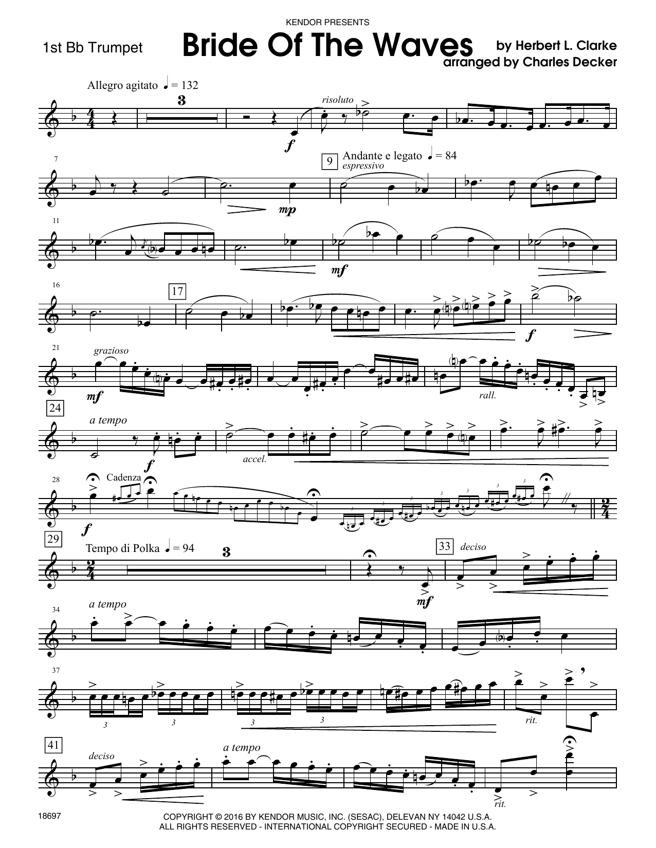 Decker Bride Of The Waves - 2nd Bb Trumpet sheet music notes and chords. Download Printable PDF.