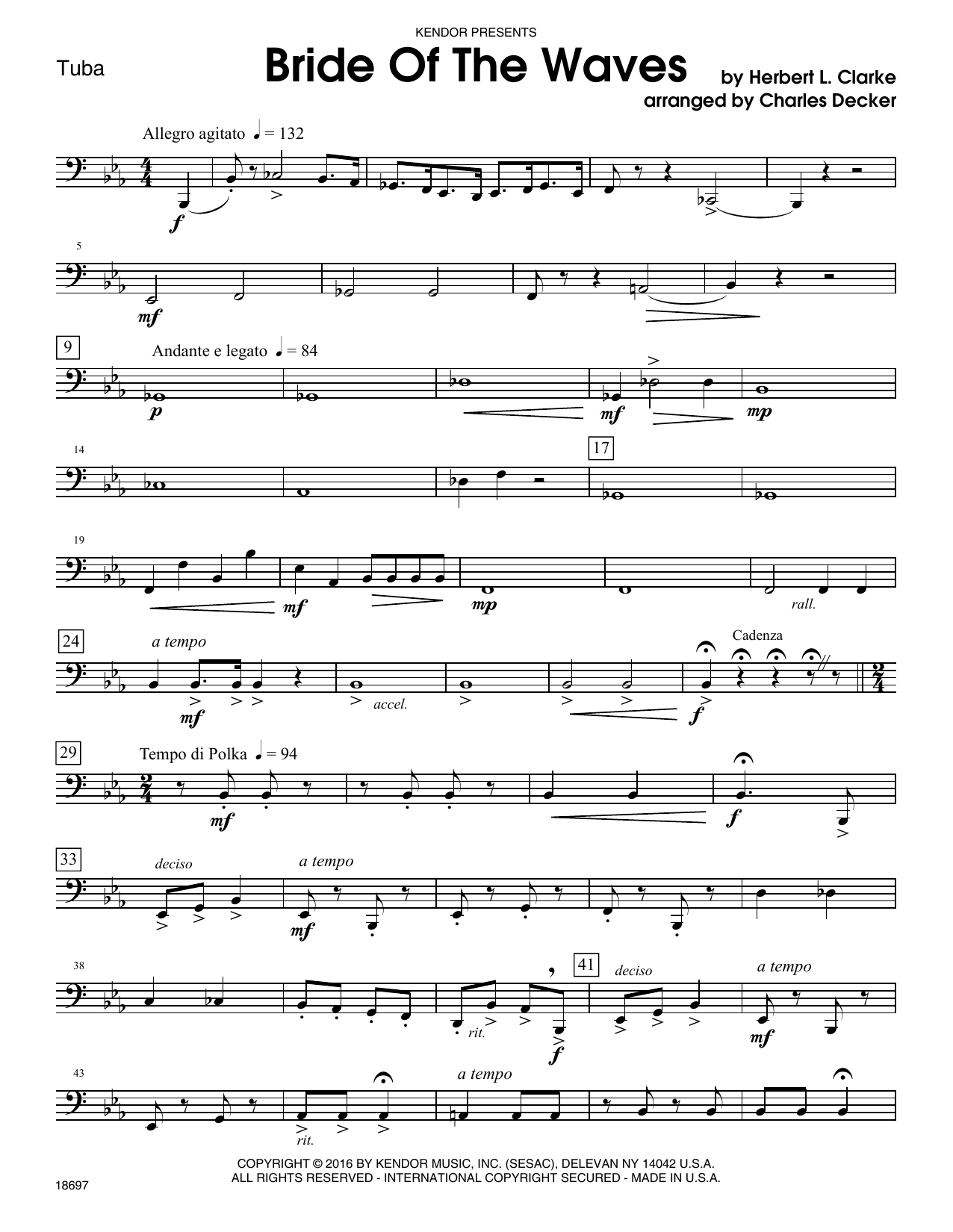 Decker Bride Of The Waves - Tuba sheet music notes and chords. Download Printable PDF.