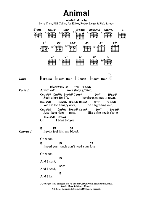 Learn to play Def Leppard Animal sheet music for Guitar Chords/Lyrics in minutes. Def Leppard Animal sheet music notes and chords. Download Printable PDF.