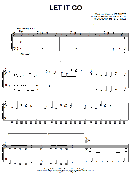 Def Leppard Let It Go sheet music notes and chords. Download Printable PDF.