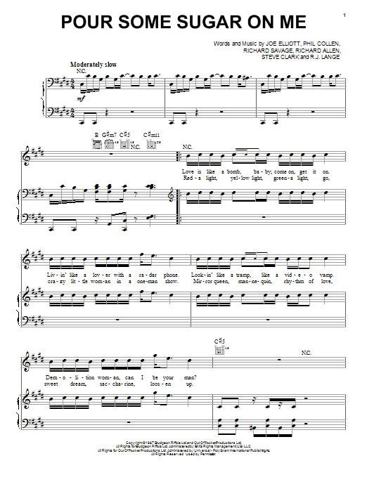 Def Leppard Pour Some Sugar On Me sheet music notes and chords. Download Printable PDF.
