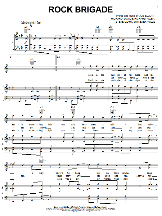 Def Leppard Rock Brigade sheet music notes and chords. Download Printable PDF.