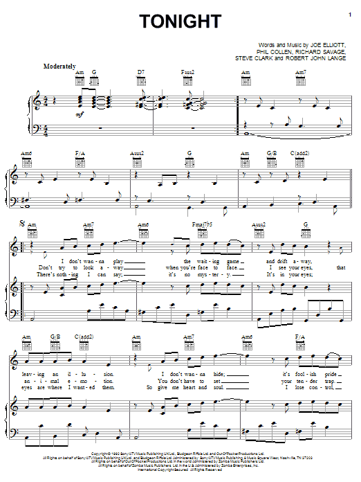 Play The Game Tonight (Piano, Vocal & Guitar Chords (Right-Hand