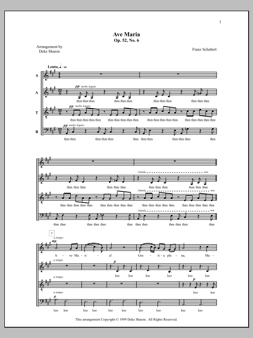 Deke Sharon Ave Maria sheet music notes and chords. Download Printable PDF.