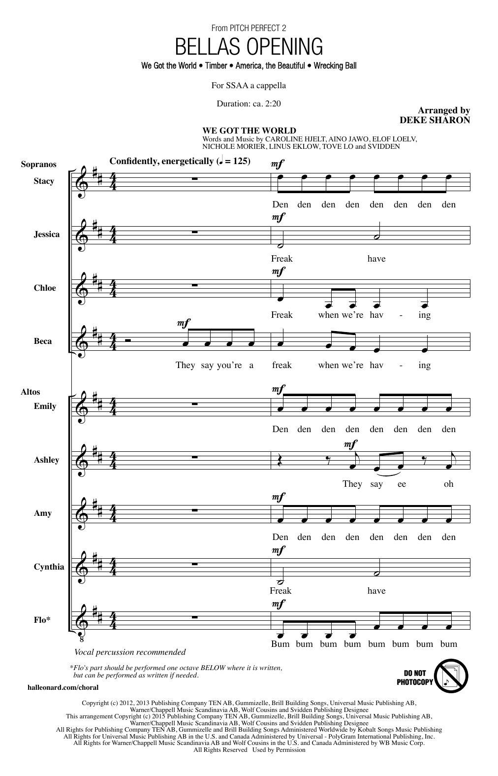 Deke Sharon Bellas Opening sheet music notes and chords. Download Printable PDF.