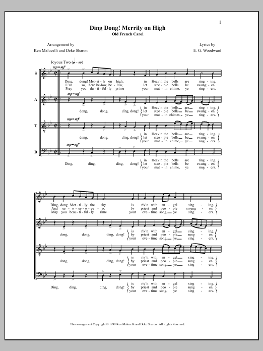 Deke Sharon Ding Dong! Merrily On High sheet music notes and chords. Download Printable PDF.