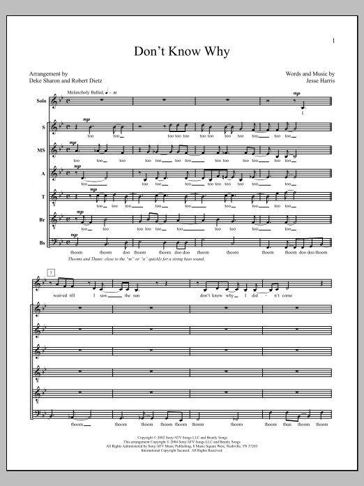 Learn to play Deke Sharon Don't Know Why sheet music for SSATBB Choir in minutes. Price: 3.9900$ Deke Sharon Don't Know Why sheet music notes and chords arranged for SSATBB Choir