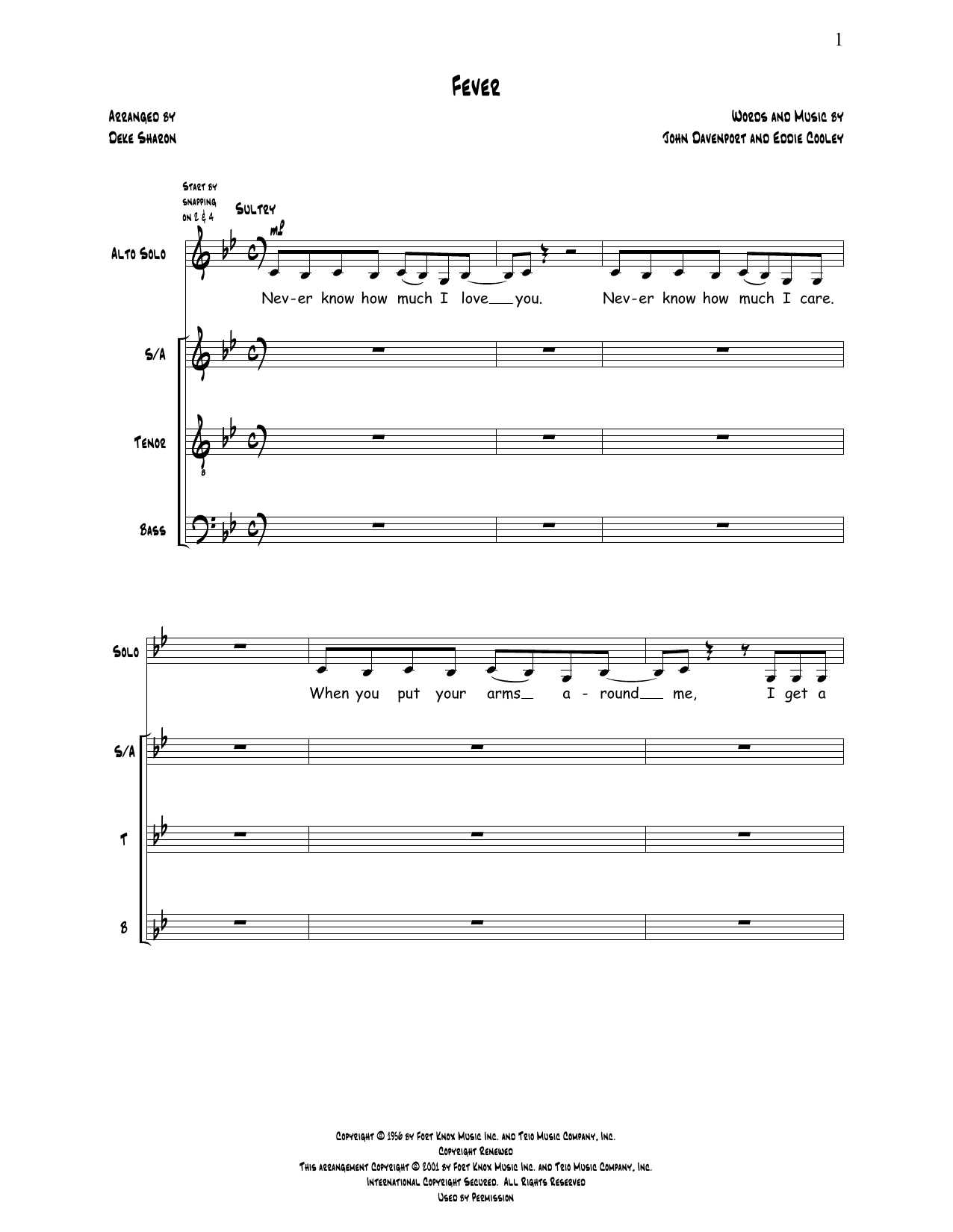 Deke Sharon Fever sheet music notes and chords. Download Printable PDF.