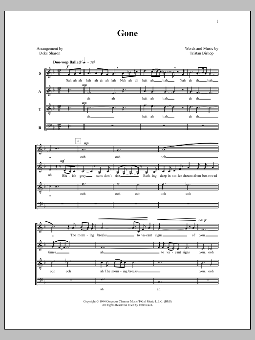 Deke Sharon Gone sheet music notes and chords. Download Printable PDF.