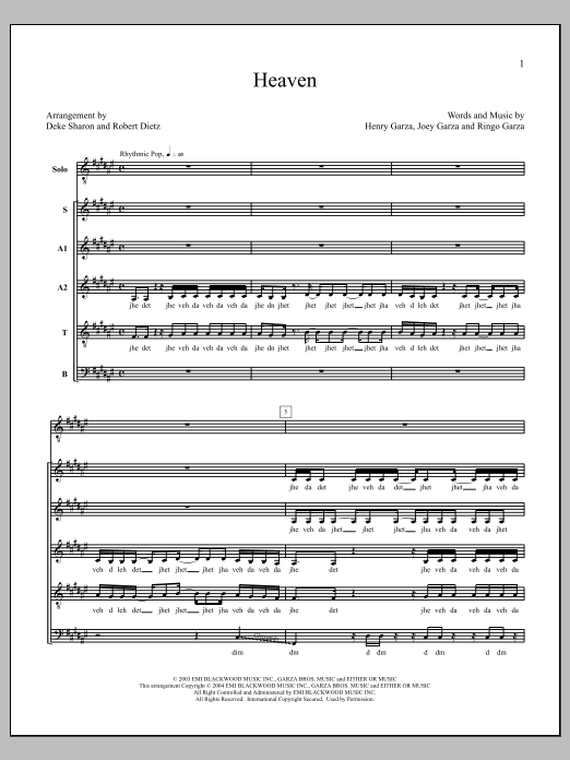 Deke Sharon Heaven sheet music notes and chords. Download Printable PDF.