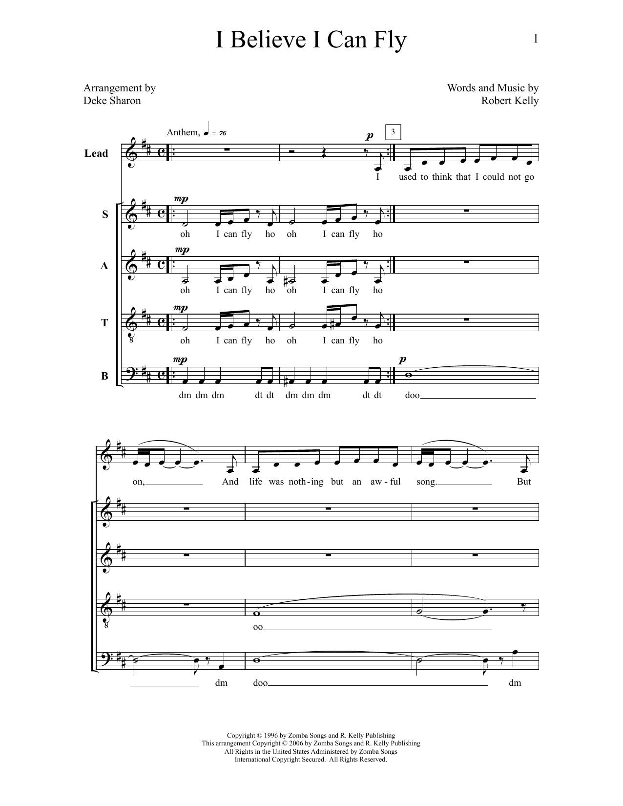 Learn to play Deke Sharon I Believe I Can Fly sheet music for SATB Choir in minutes. Price: 3.9900$ Deke Sharon I Believe I Can Fly sheet music notes and chords arranged for SATB Choir