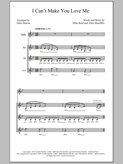 Learn to play Deke Sharon I Can't Make You Love Me sheet music for SATB Choir in minutes. Price: 3.9900$ Deke Sharon I Can't Make You Love Me sheet music notes and chords arranged for SATB Choir