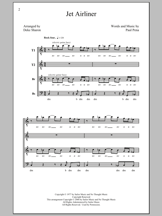 Deke Sharon Jet Airliner sheet music notes and chords. Download Printable PDF.