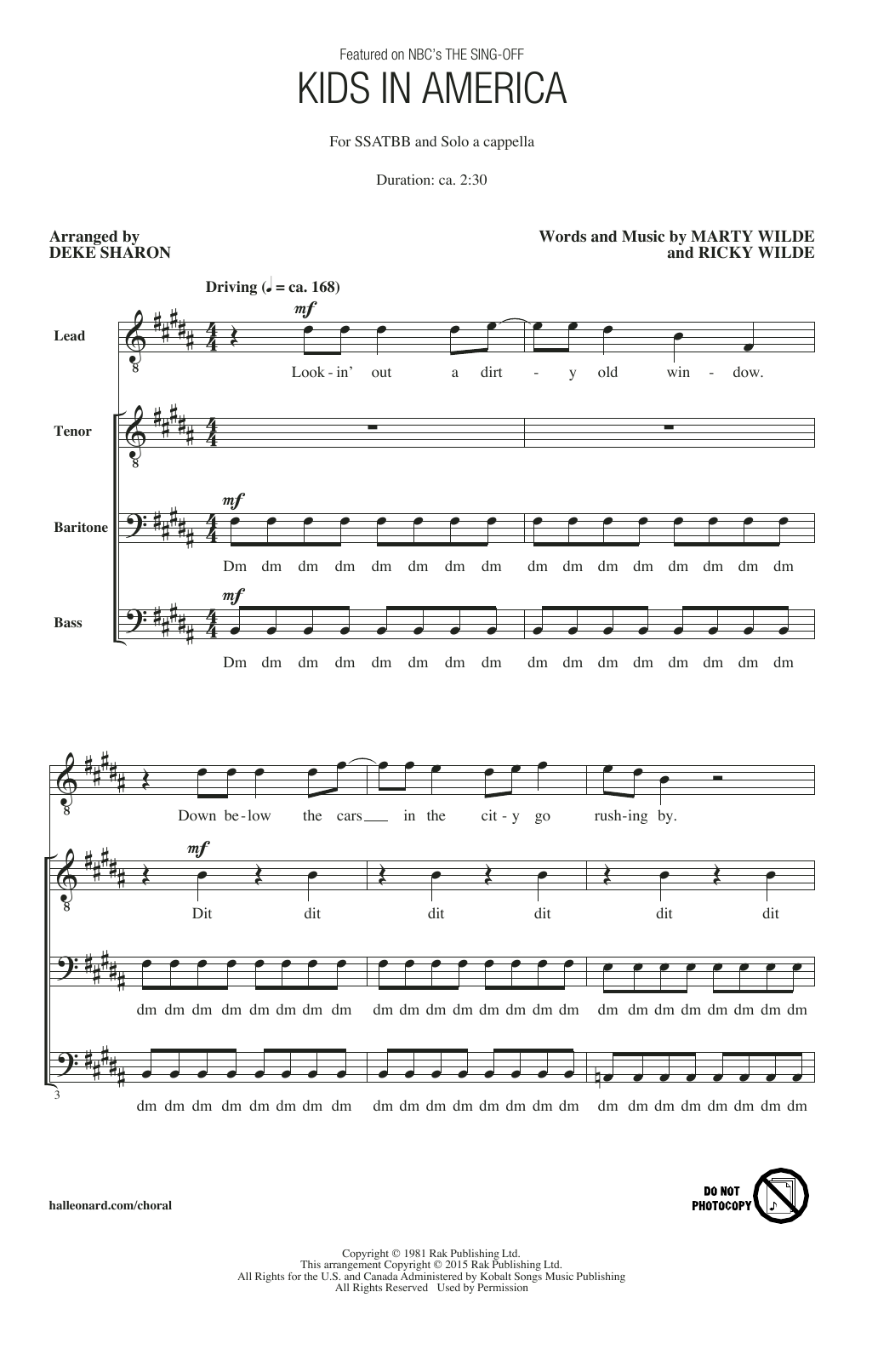 Deke Sharon Kids In America sheet music notes and chords. Download Printable PDF.
