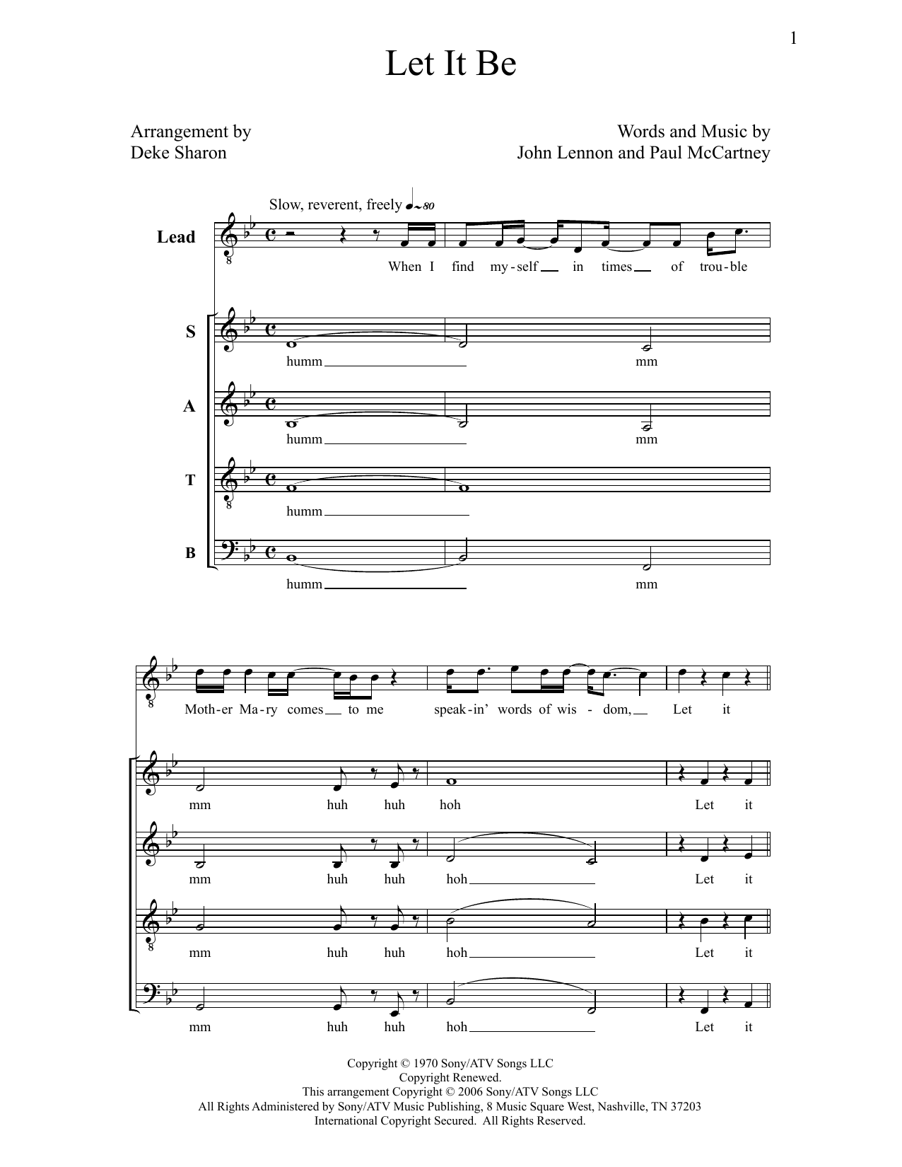 Deke Sharon Let It Be sheet music notes and chords. Download Printable PDF.