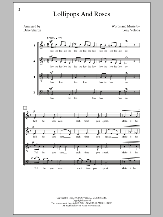 Deke Sharon Lollipops And Roses sheet music notes and chords. Download Printable PDF.