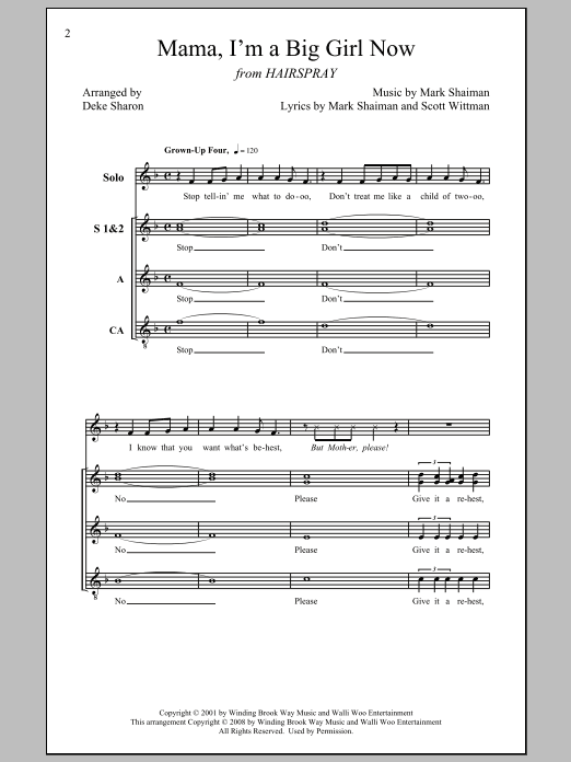Learn to play Deke Sharon Mama, I'm A Big Girl Now sheet music for SSA Choir in minutes. Price: 3.9900$ Deke Sharon Mama, I'm A Big Girl Now sheet music notes and chords arranged for SSA Choir