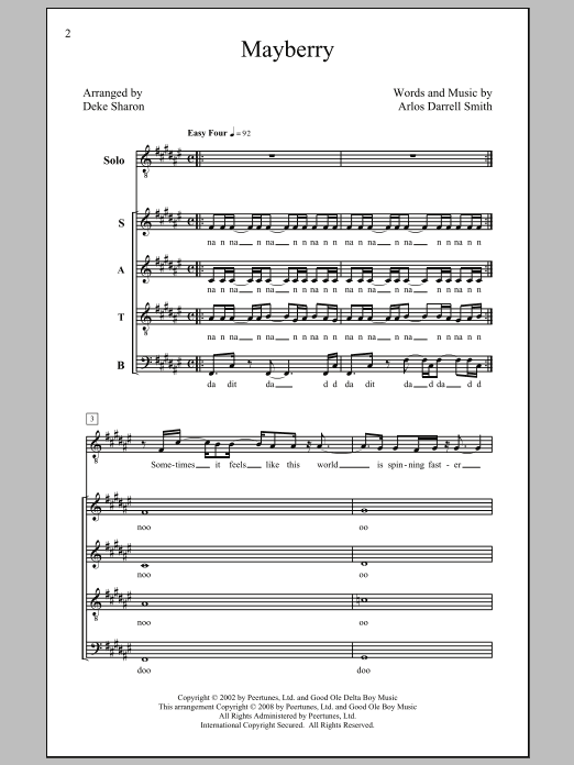 Deke Sharon Mayberry sheet music notes and chords. Download Printable PDF.