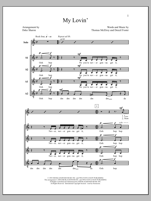 Deke Sharon My Lovin' sheet music notes and chords. Download Printable PDF.