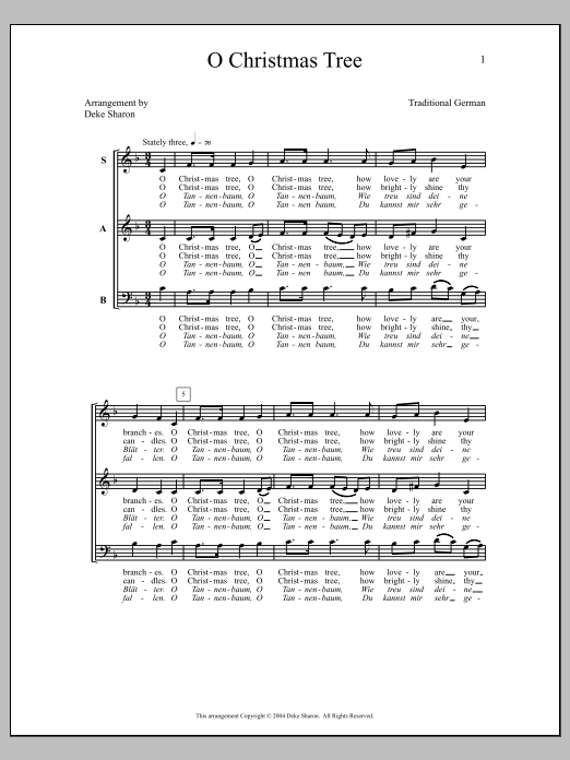 Deke Sharon O Christmas Tree sheet music notes and chords. Download Printable PDF.