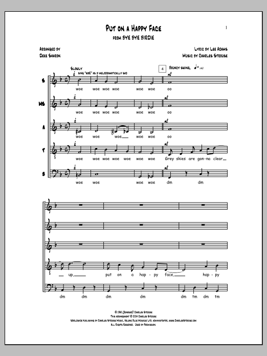 Learn to play Deke Sharon Put On a Happy Face sheet music for SSATB Choir in minutes. Price: 3.9900$ Deke Sharon Put On a Happy Face sheet music notes and chords arranged for SSATB Choir
