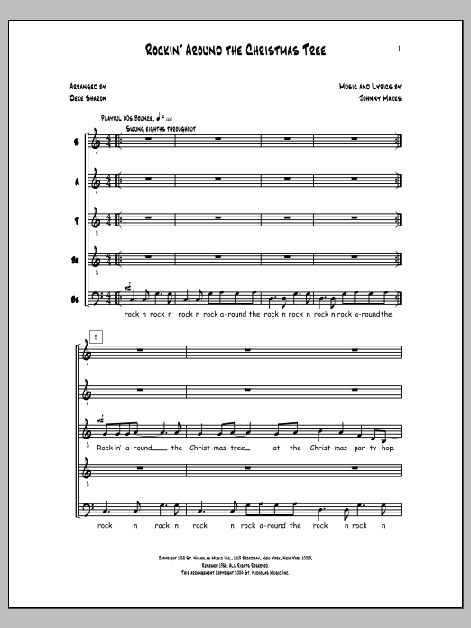 Learn to play Deke Sharon Rockin' Around The Christmas Tree sheet music for SATBB Choir in minutes. Price: 3.9900$ Deke Sharon Rockin' Around The Christmas Tree sheet music notes and chords arranged for SATBB Choir