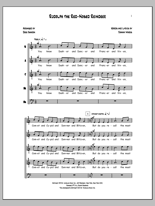 Learn to play Deke Sharon Rudolph The Red-Nosed Reindeer sheet music for SATBB Choir in minutes. Price: 3.9900$ Deke Sharon Rudolph The Red-Nosed Reindeer sheet music notes and chords arranged for SATBB Choir