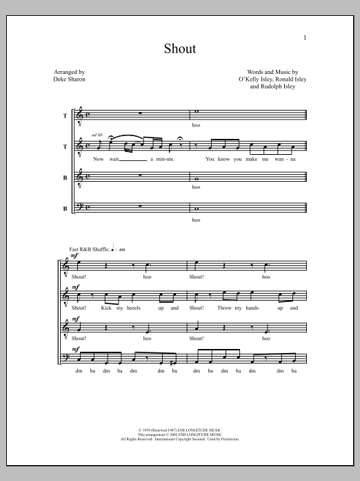 Deke Sharon Shout sheet music notes and chords. Download Printable PDF.