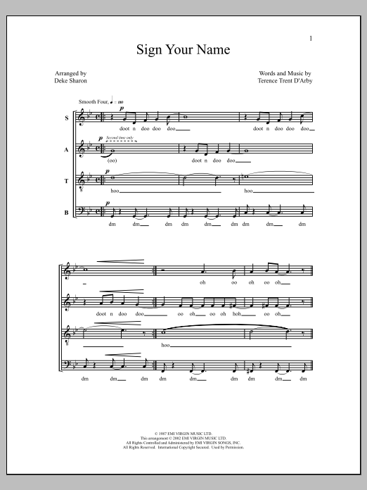 Deke Sharon Sign Your Name sheet music notes and chords. Download Printable PDF.