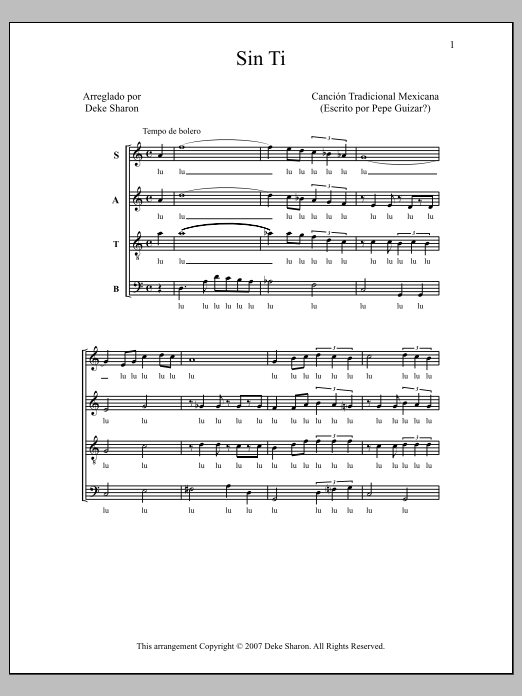 Deke Sharon Sin Ti sheet music notes and chords. Download Printable PDF.