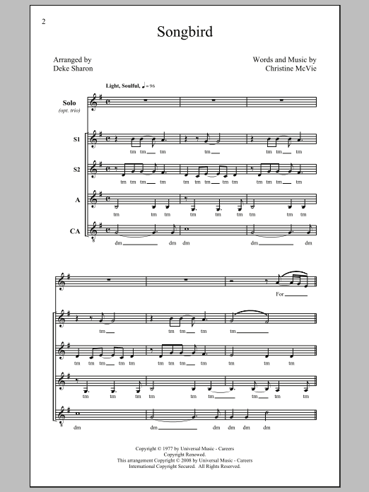 Deke Sharon Songbird sheet music notes and chords. Download Printable PDF.