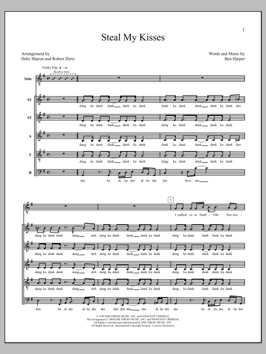 Deke Sharon Steal My Kisses sheet music notes and chords. Download Printable PDF.