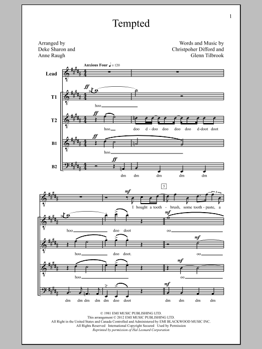 Deke Sharon Tempted sheet music notes and chords. Download Printable PDF.