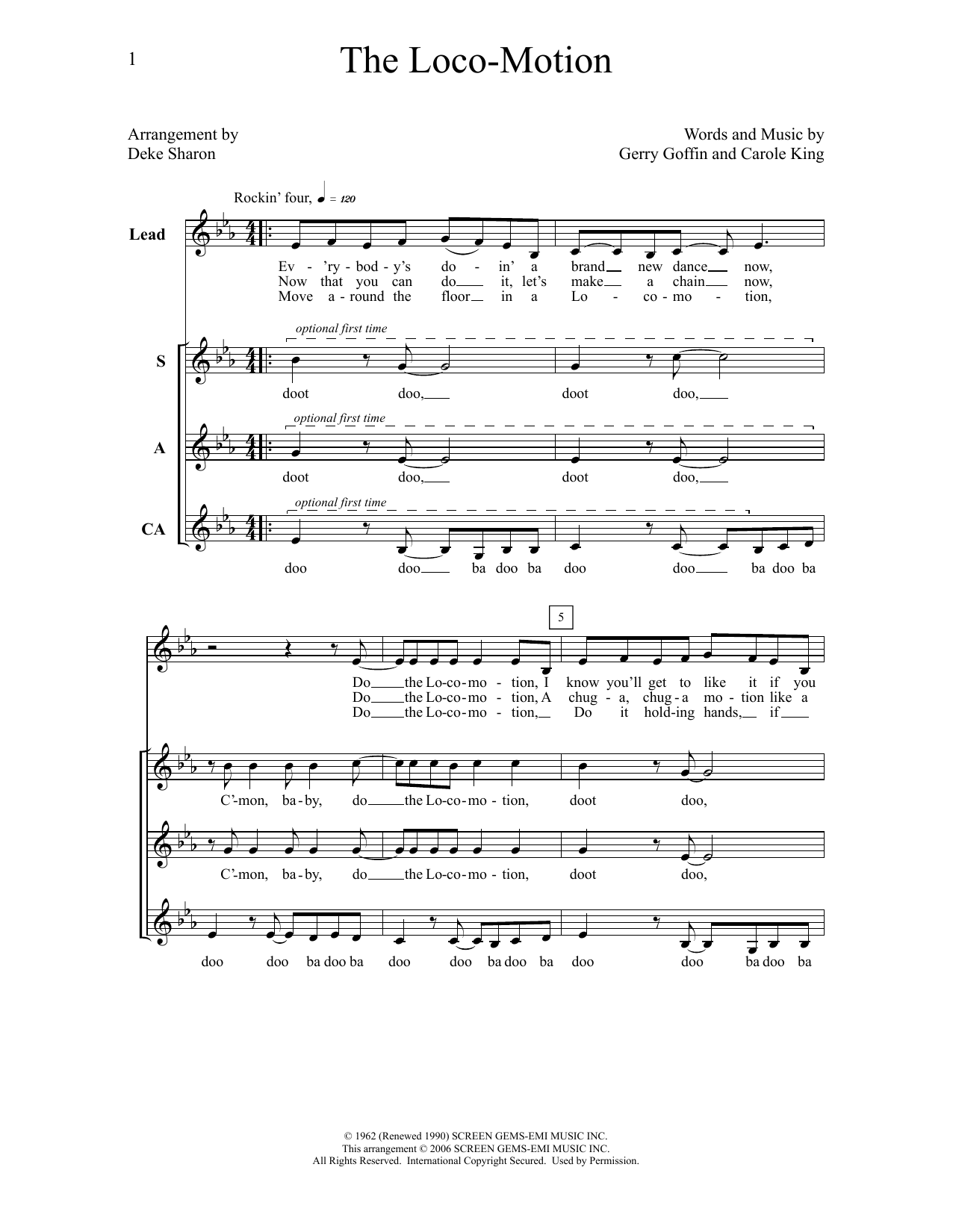 Deke Sharon The Loco-Motion sheet music notes and chords. Download Printable PDF.