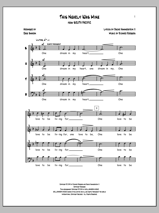 Learn to play Deke Sharon This Nearly Was Mine sheet music for SATB Choir in minutes. Price: 3.9900$ Deke Sharon This Nearly Was Mine sheet music notes and chords arranged for SATB Choir