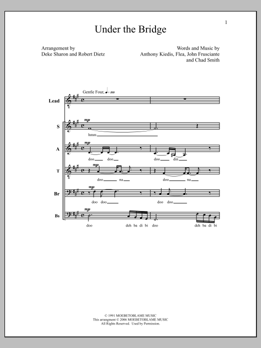 Deke Sharon Under The Bridge sheet music notes and chords. Download Printable PDF.