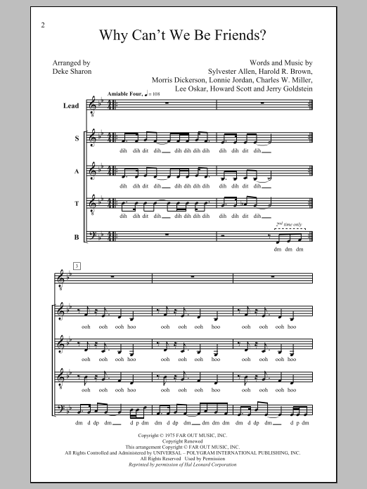 Deke Sharon Why Can T We Be Friends Sheet Music Pdf Notes Chords A Cappella Score Satb Choir Download Printable Sku 89151