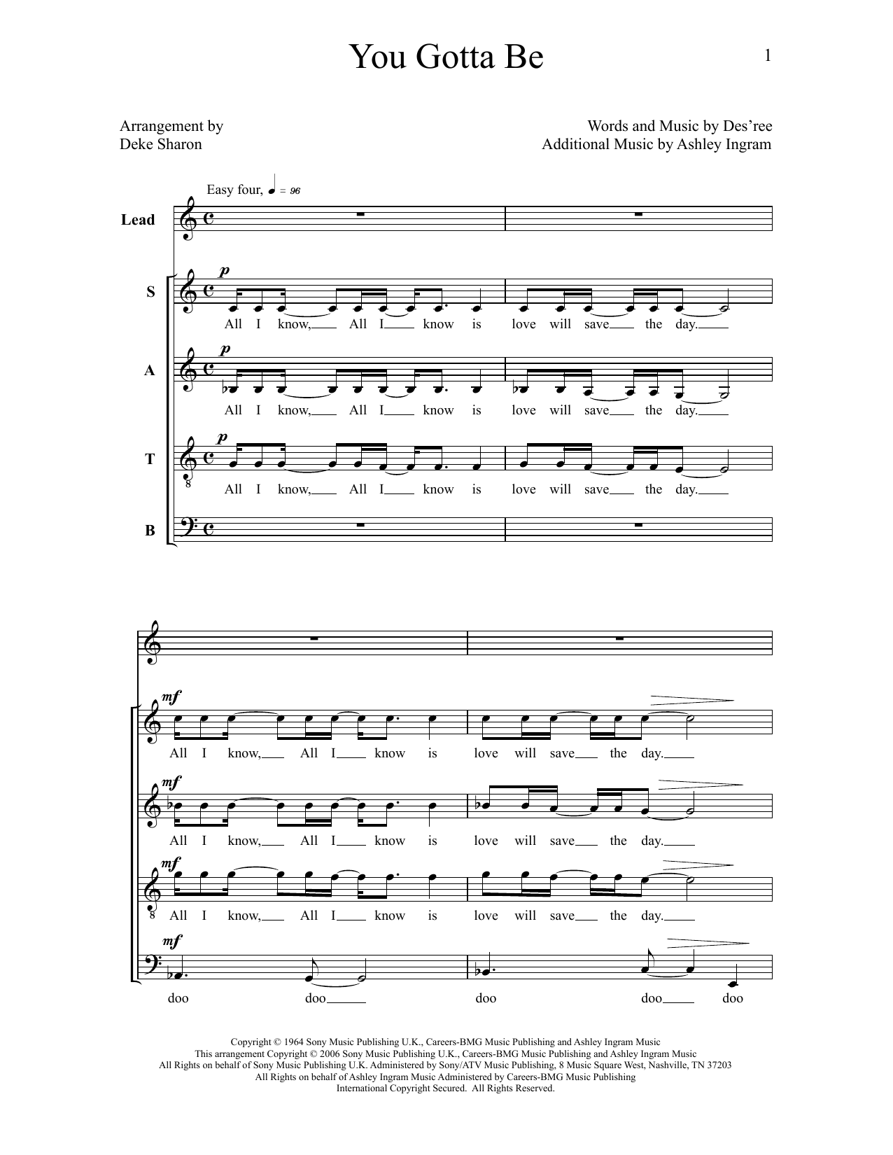 Deke Sharon You Gotta Be sheet music notes and chords. Download Printable PDF.