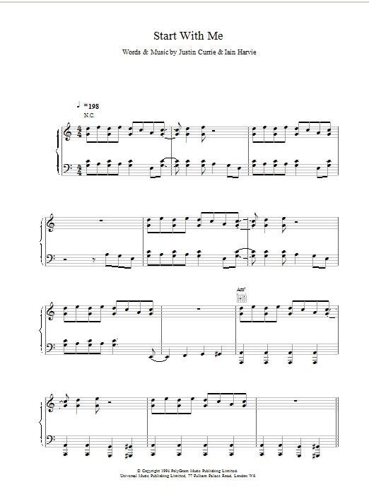 Del Amitri Start With Me sheet music notes and chords. Download Printable PDF.