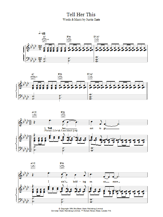 Del Amitri Tell Her This sheet music notes and chords. Download Printable PDF.