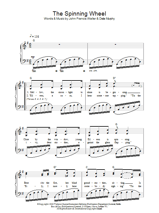 John Francis Waller The Spinning Wheel Song sheet music notes and chords. Download Printable PDF.