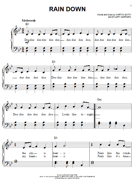 Delirious? Rain Down sheet music notes and chords. Download Printable PDF.