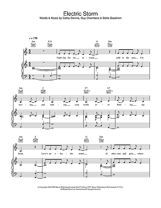 Delta Goodrem Electric Storm sheet music notes and chords. Download Printable PDF.