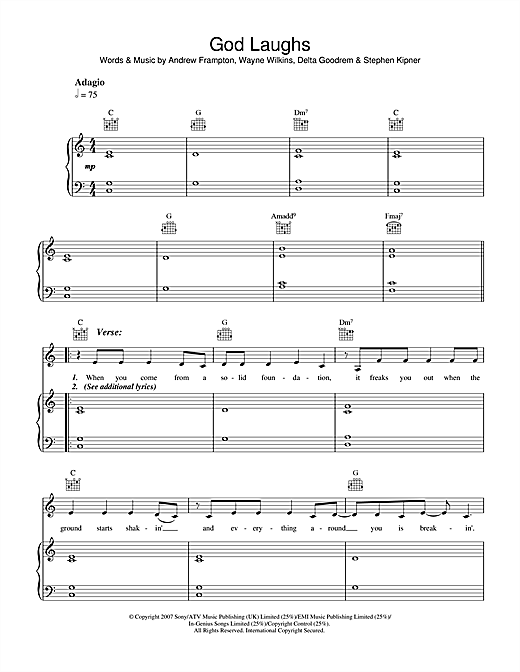 Delta Goodrem God Laughs sheet music notes and chords. Download Printable PDF.