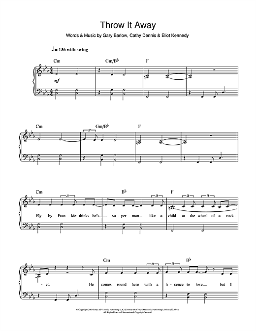 Delta Goodrem Throw It Away sheet music notes and chords. Download Printable PDF.