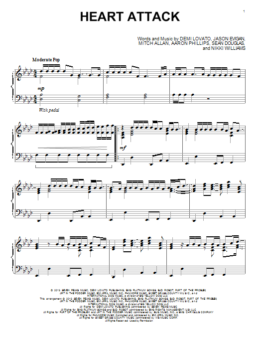 Two Pieces Sheet Music | Demi Lovato | Piano, Vocal & Guitar Chords  (Right-Hand Melody)