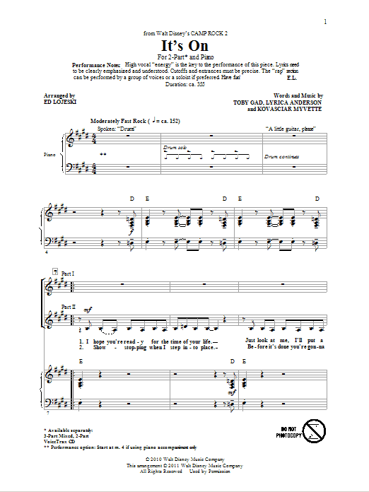 Free Two Pieces by Demi Lovato sheet music