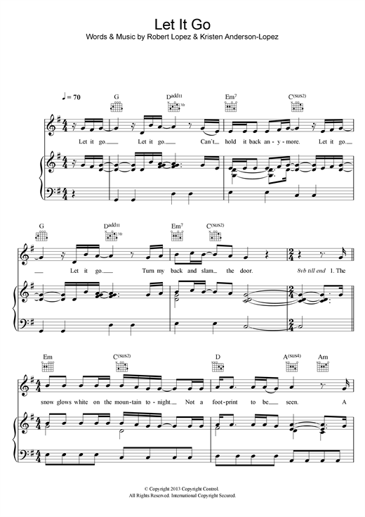 Demi Lovato Let It Go sheet music notes and chords. Download Printable PDF.